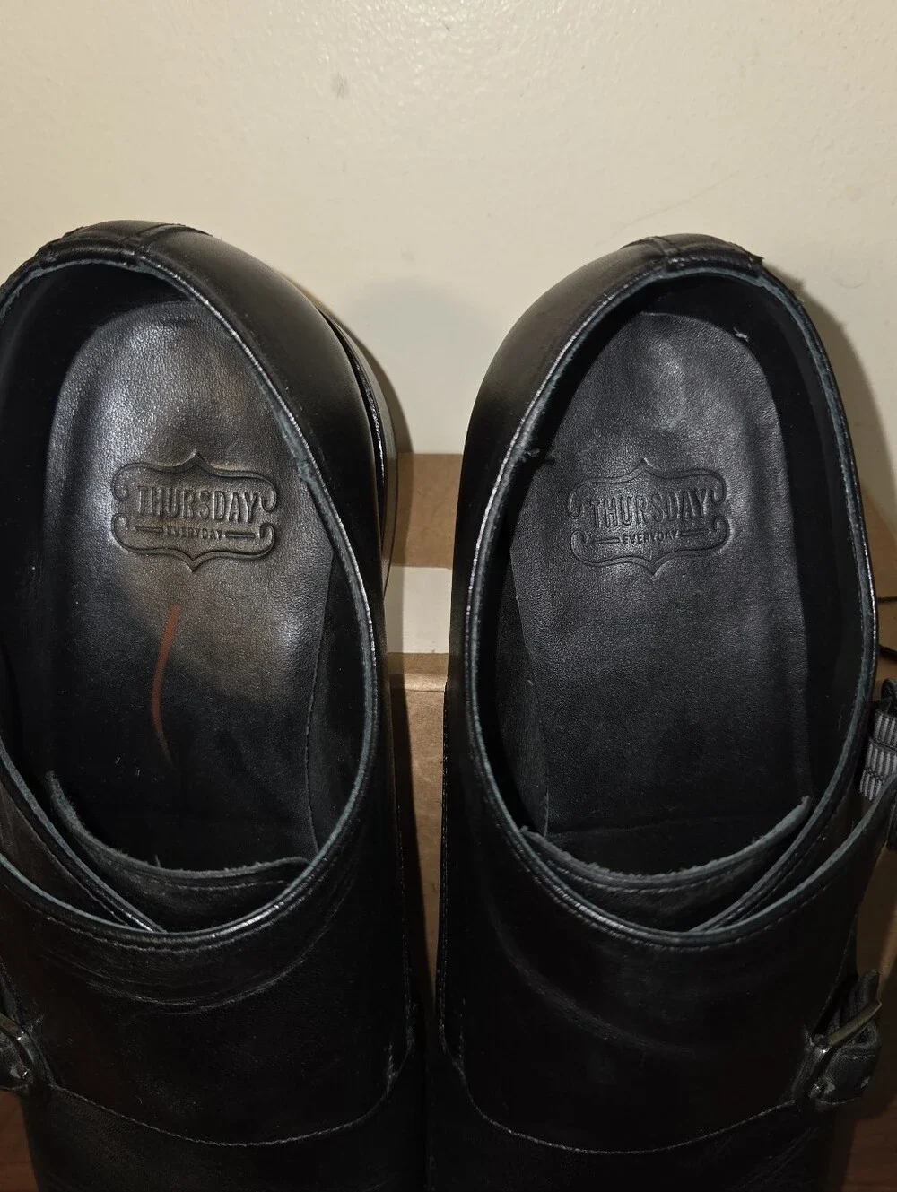 THURSDAY BOOT CO SAINT BLACK LEATHER DOUBLE MONK STRAP DRESS SHOES MENS SZ 8.5.